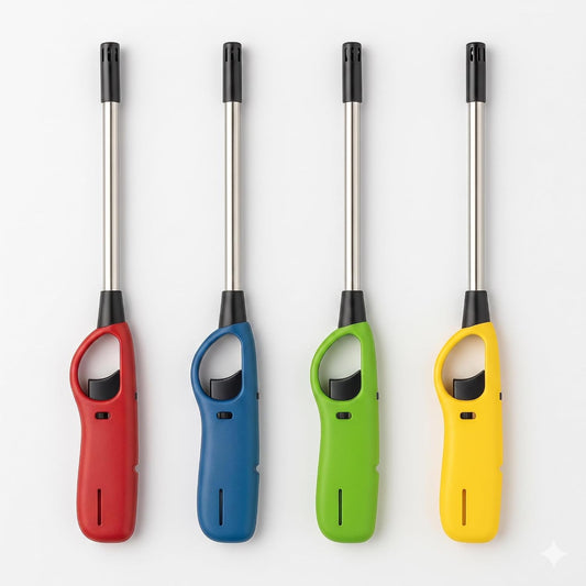 Set 4 accendigas lunghi ricaricabili multicolore per cucina e barbecue