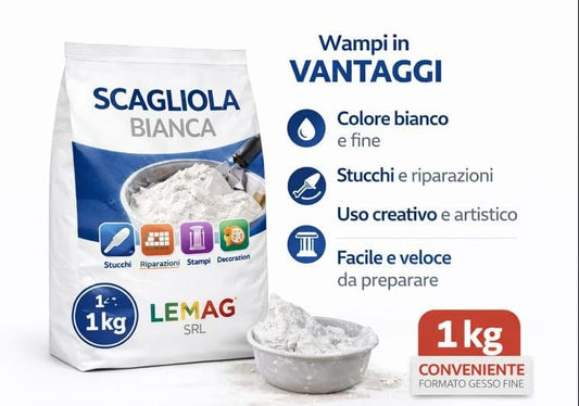 Scagliola Bianca 1 Kg – Gesso Fine per Stucchi, Riparazioni, Stampi e Decorazioni – LEMAG SRL - Lemag srl