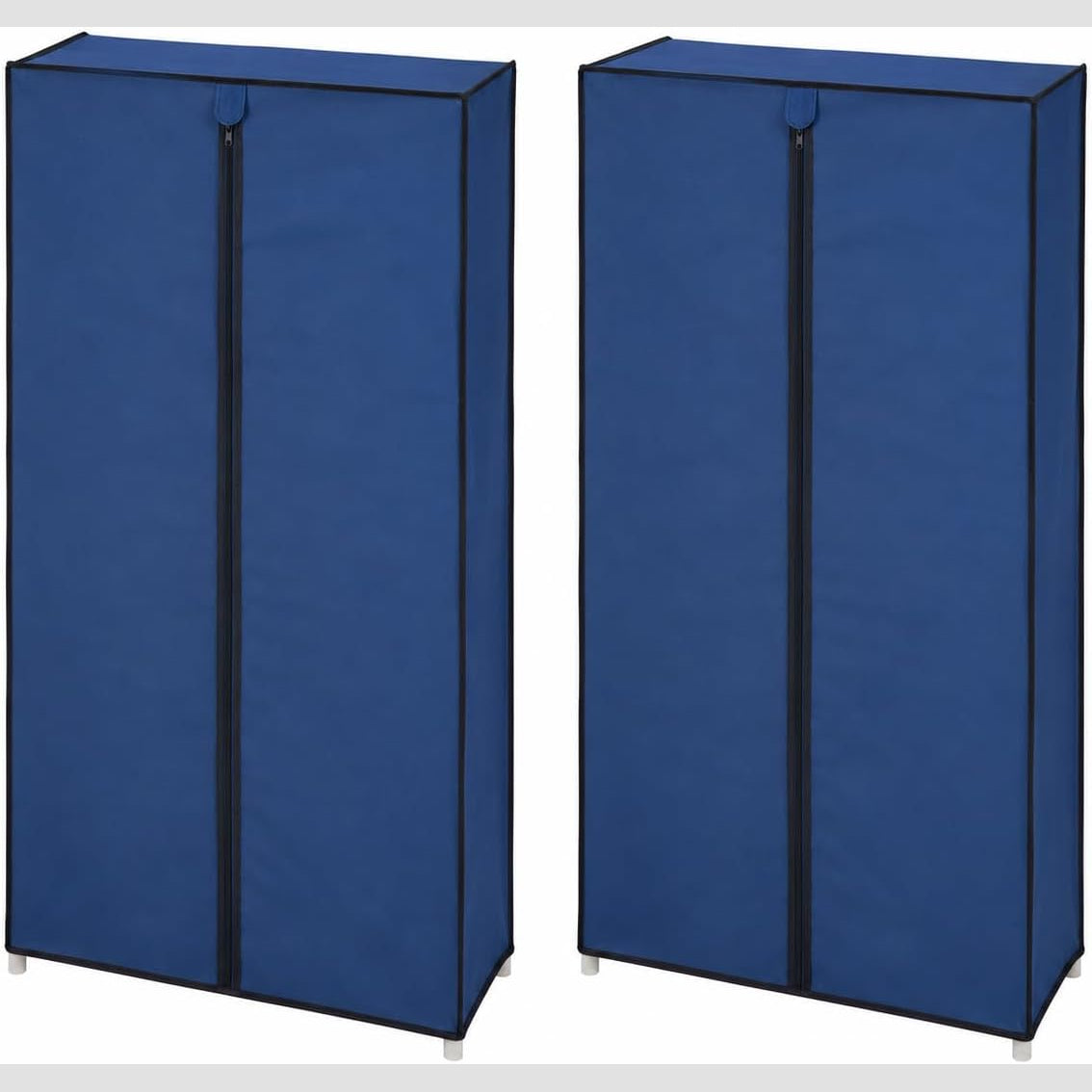 Set da 2 pezzi di armadio guardaroba in tessuto blu TNT salvaspazio e portatili con cerniera per camera.