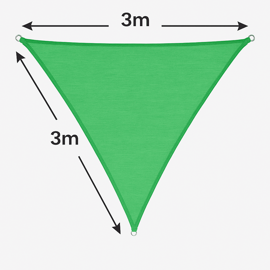 Vela Ombreggiante Triangolare Verde HDPE 180g – 3 Misure – Giardino Esterno UV - Lemag srl