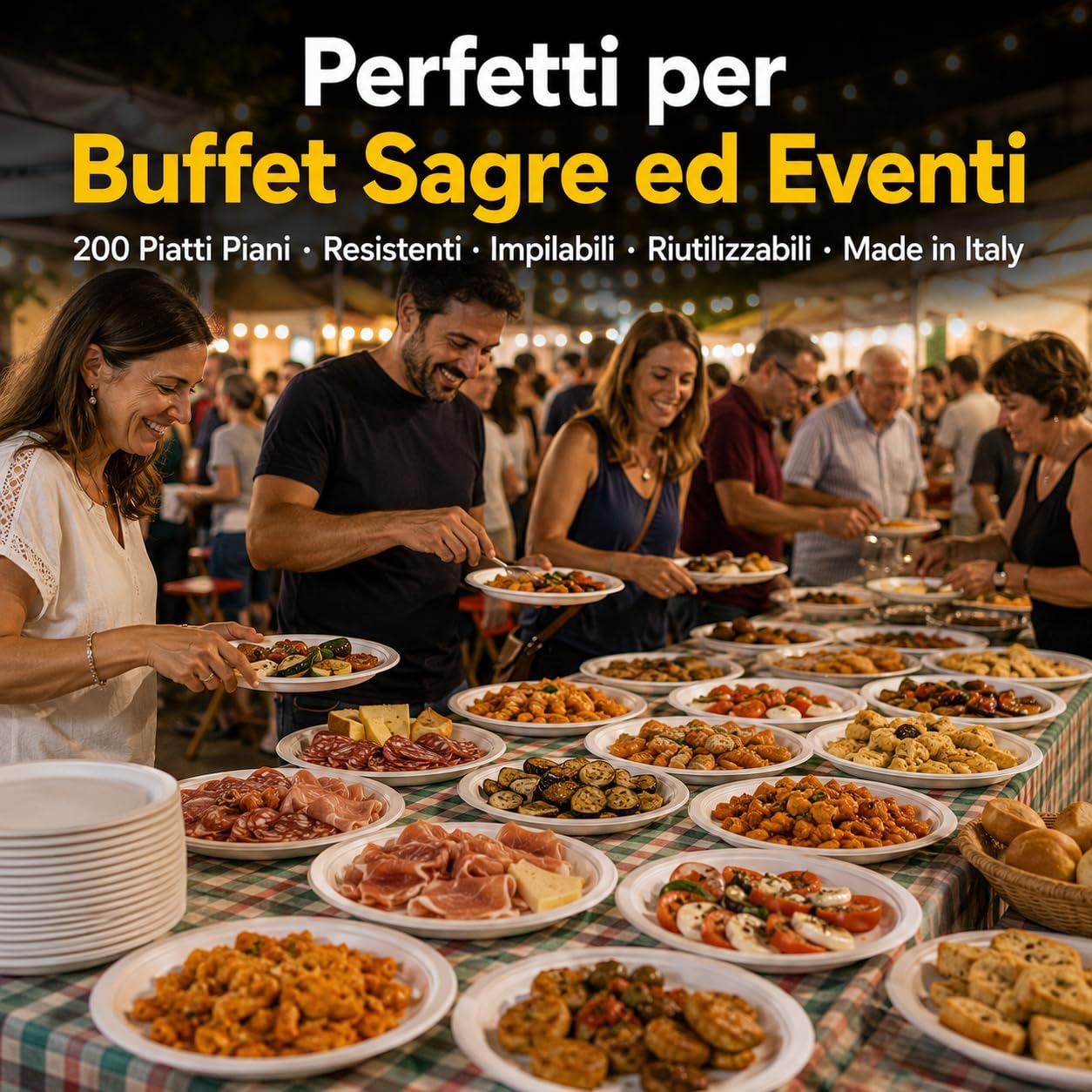 200 Piatti Piani Riutilizzabili – 10 Conf. × 20 pz | Resistenti e Impilabili | Secondi Pizza Antipasti Buffet | Sagre Feste Famiglia Ristorante | Made in Italy - Lemag srl