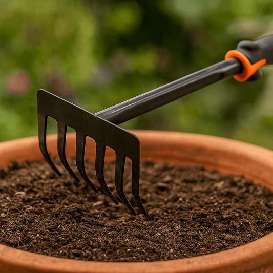 Rastrello Giardino 6 Denti Metallo 32 cm – Attacco Universale per Terriccio Lemag - Lemag srl