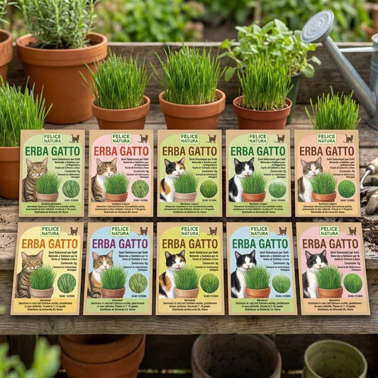 Semi di Erba Gatta 10 Bustine - Nepeta Cataria da Coltivare in Vaso - Si Semina Tutto l'Anno - Per il Gioco e il Relax del Gatto - Lemag srl