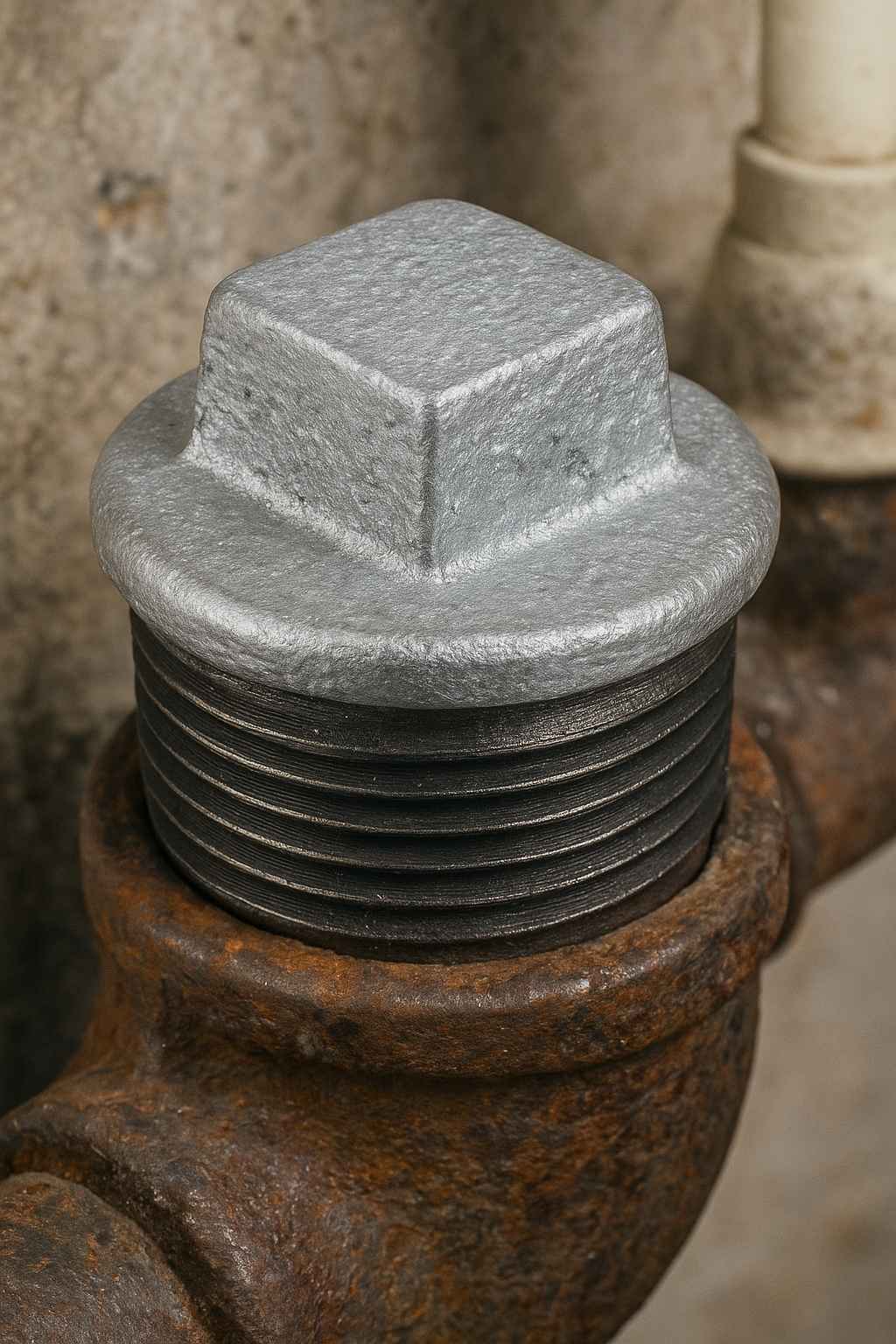 Tappo in ghisa zincato 2" maschio per tubo acqua – chiusura filettata resistente - Lemag srl