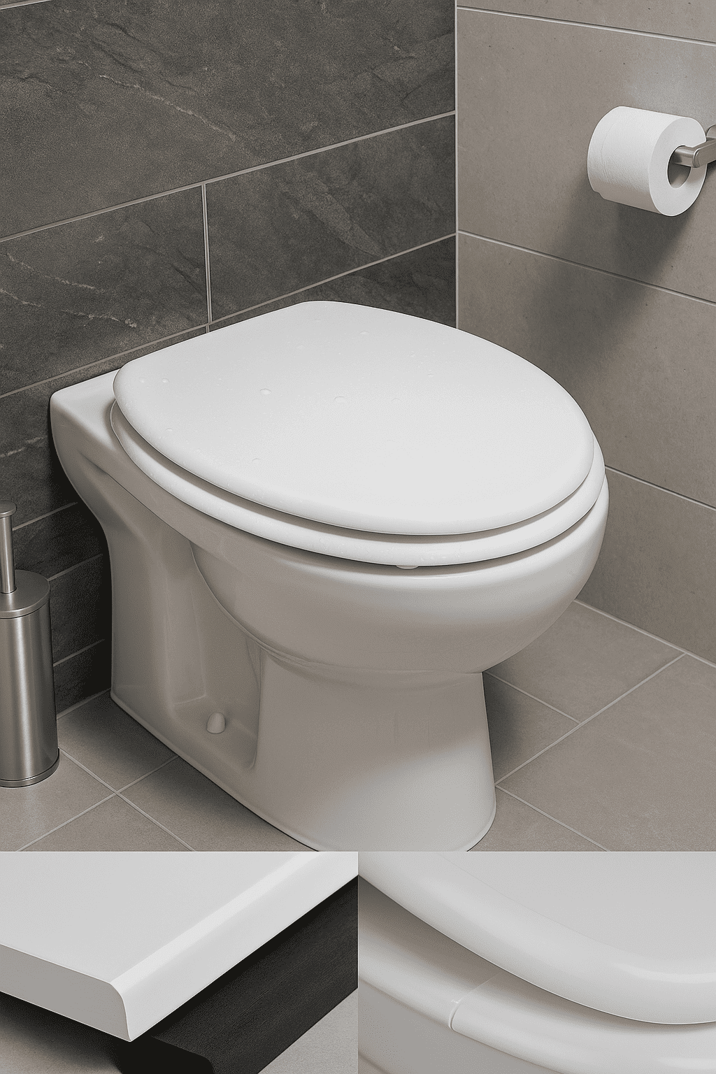 Sedile WC Copriwater Universale MDF Legno Bianco Pesante Tavoletta Vaso Bagno - Lemag srl