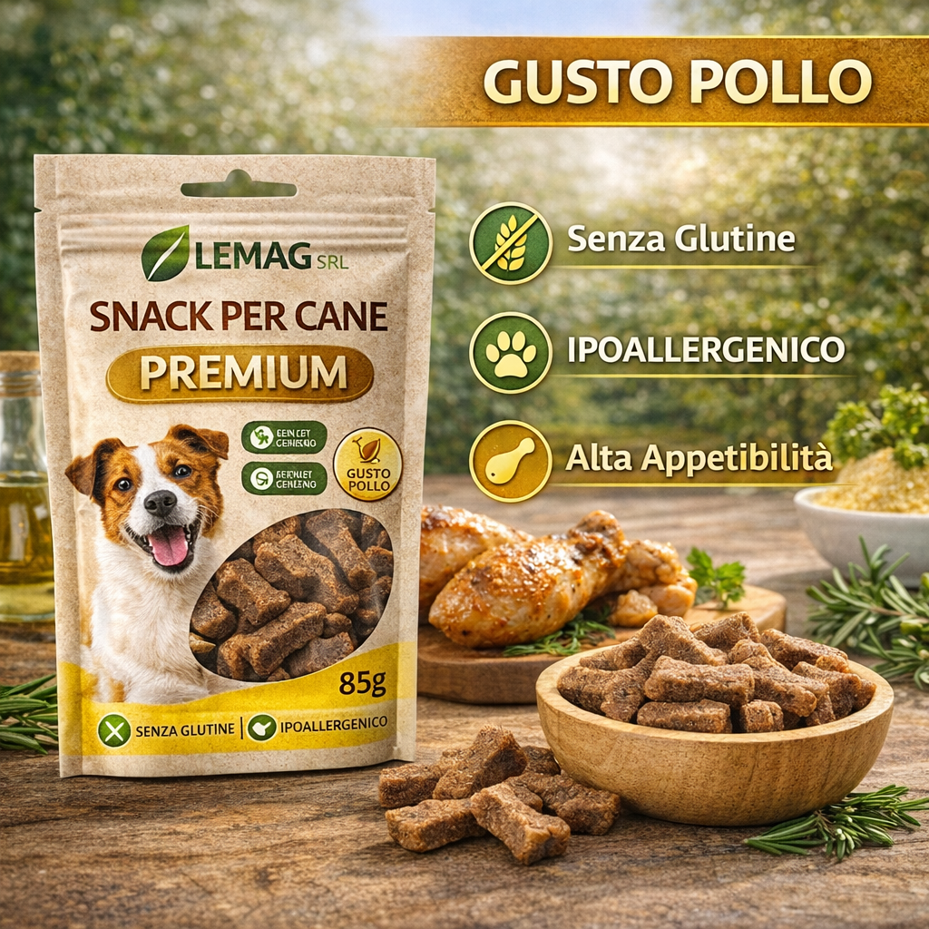 Snack per Cane Premium 5 Confezioni da 85 g Senza Glutine Ipoallergenico Addestramento LEMAG SRL - Lemag srl
