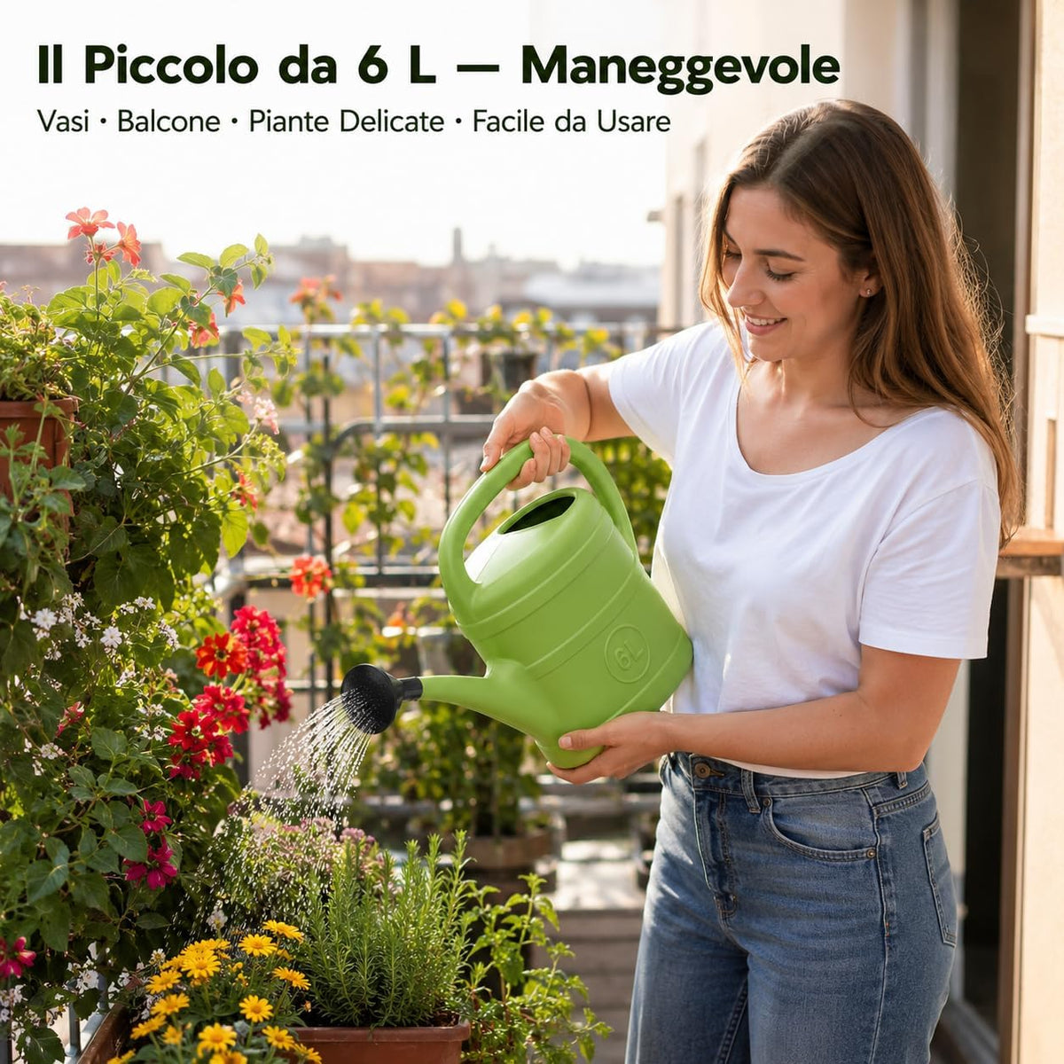 Set 2 Annaffiatoi 6 L + 12 L con Doccetta – Plastica Made in Italy - Lemag srl