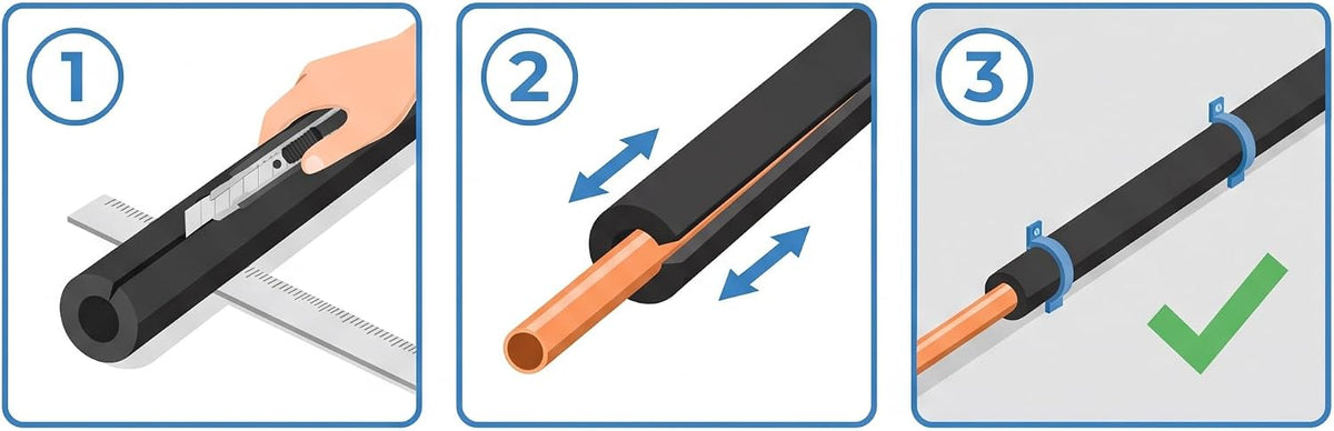 Tubo Termoisolante IT-Flex C1 in Barra 2 m — Guaina Isolante Elastomerica a Cellule Chiuse EN 14304 per Tubi Riscaldamento, Climatizzazione e Refrigerazione, Anticondensa, Ø18/Ø22/Ø28 mm - Lemag srl