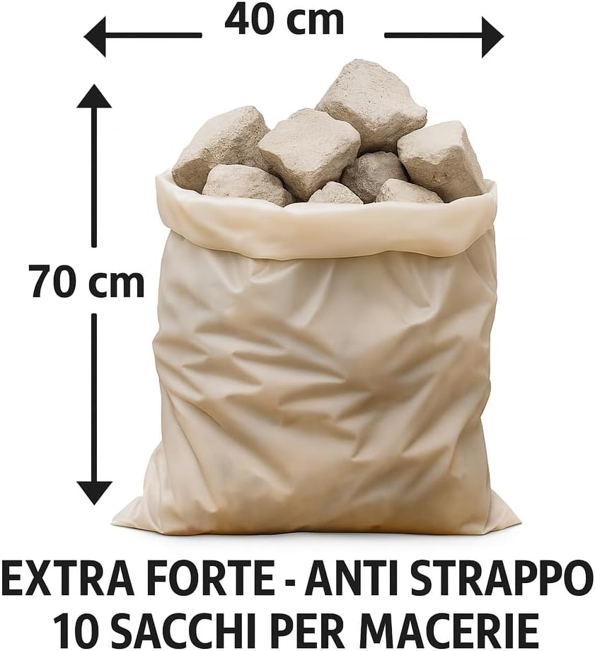10 Sacchi per Macerie 40x70 cm Resistenti per Edilizia Calcinacci - Lemag srl