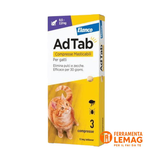 Adtab Elanco Gatti 0,5–8 kg – Compresse Antiparassitarie Pulci e Zecche – 1 al Mese - Lemag srl