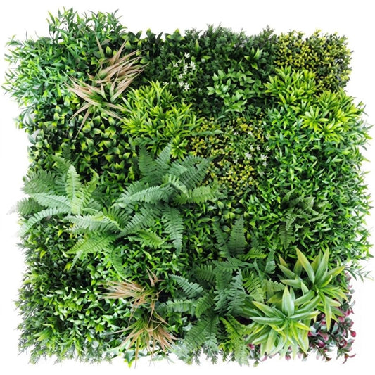 Parete Verde Artificiale Tropicale Pannello 100x100 cm - Foglia Mista con Felci - Decorazione per Interni, Dehors, Bar e Set Fotografici - Lemag srl