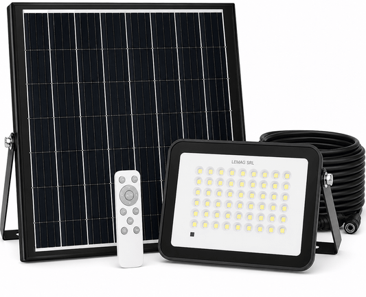 Faretto Solare PRO 3100LM 108 LED 16W IP65 4000K con Telecomando - Lemag srl