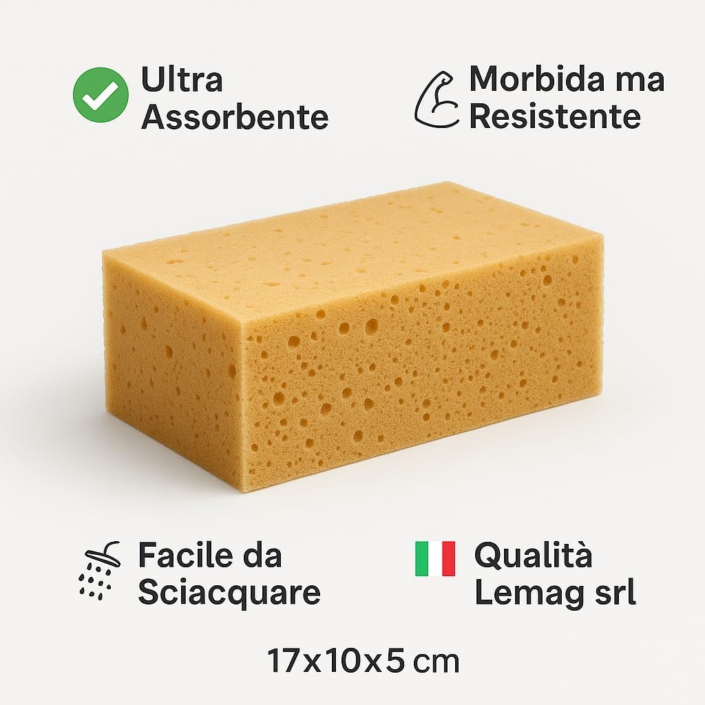 Spugna Lavaggio Auto N.3 Morbida 17x10x5,5 cm Anti - Graffio - Lemag srl