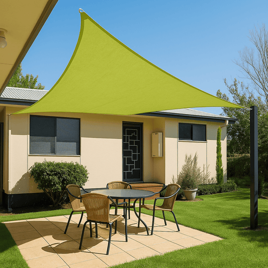 Vela Ombreggiante Triangolare HDPE Beige – 3 Misure: 3m, 3.6m, 5m – Resistente UV - Lemag srl