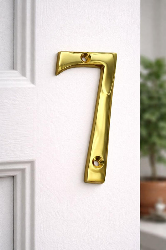 Numero Civico 7 in Ottone Lucido Stile Inglese – Casa e Condominio - Lemag srl