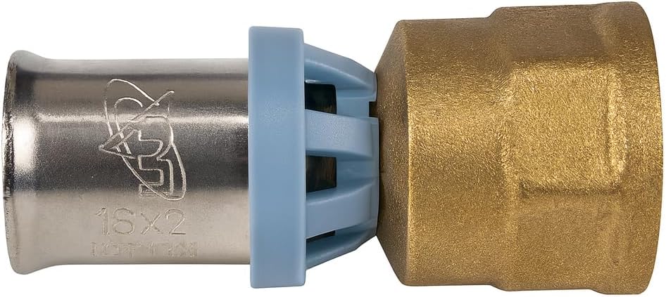 Raccordo a pressare dritto femmina 16 x 1/2 in ottone nichelato per multistrato