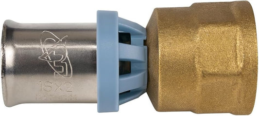 Raccordo a pressare dritto femmina 16 x 1/2 in ottone nichelato per multistrato