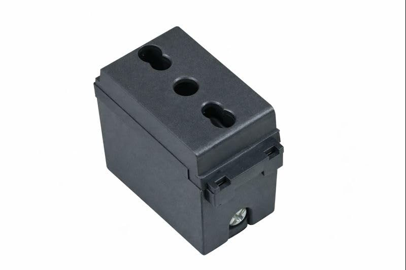 Presa di Sicurezza Bivalente “ARC” 250V – Standard Italiano/Tedesco (Bipasso + Schuko) – 1 Modulo Grigio Scuro – Compatibile Cestello ARC e BTicino Living - Lemag srl