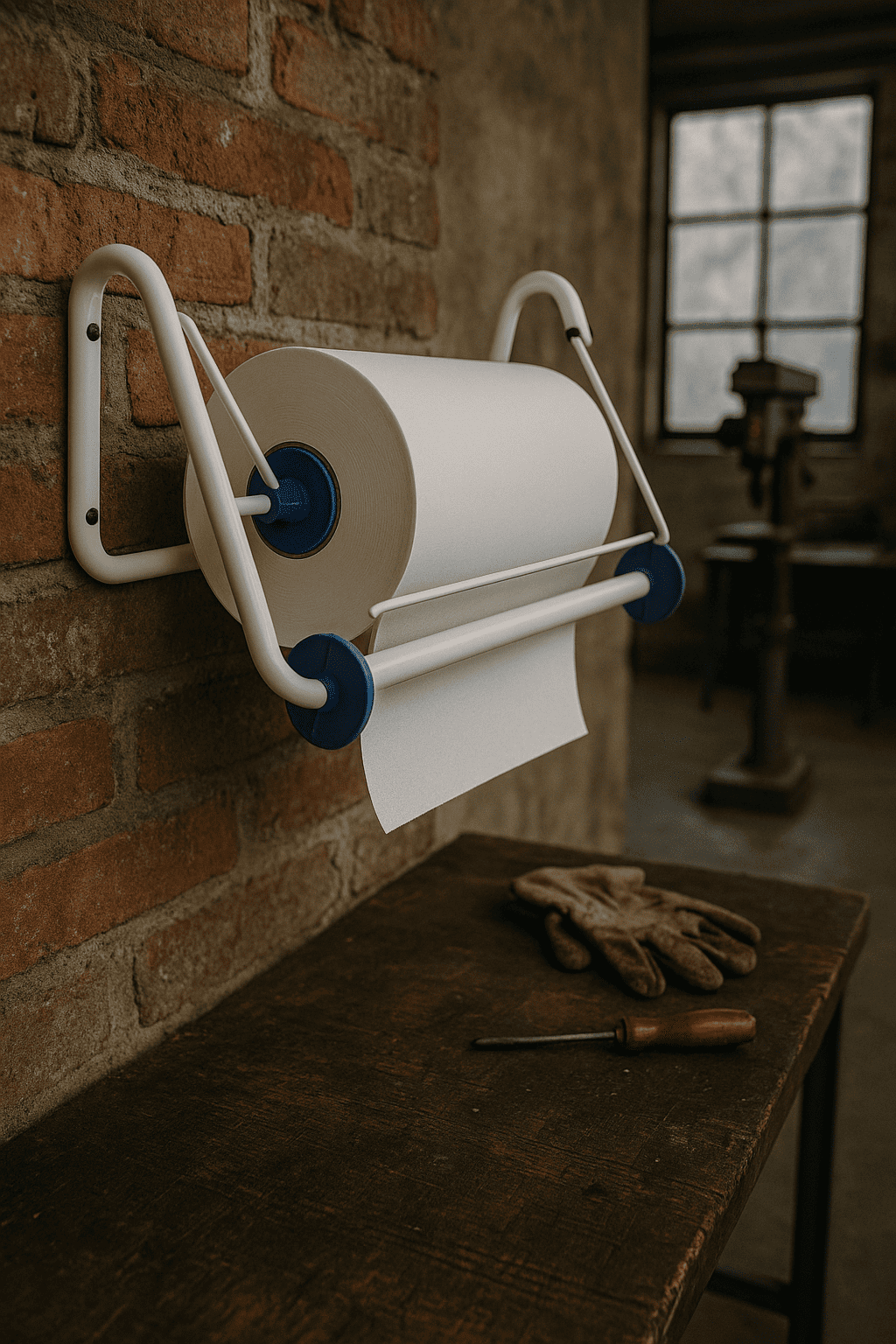 Dispenser Portarotolo da Parete industriale per Bobina Carta in acciaio BIANCO - Lemag srl