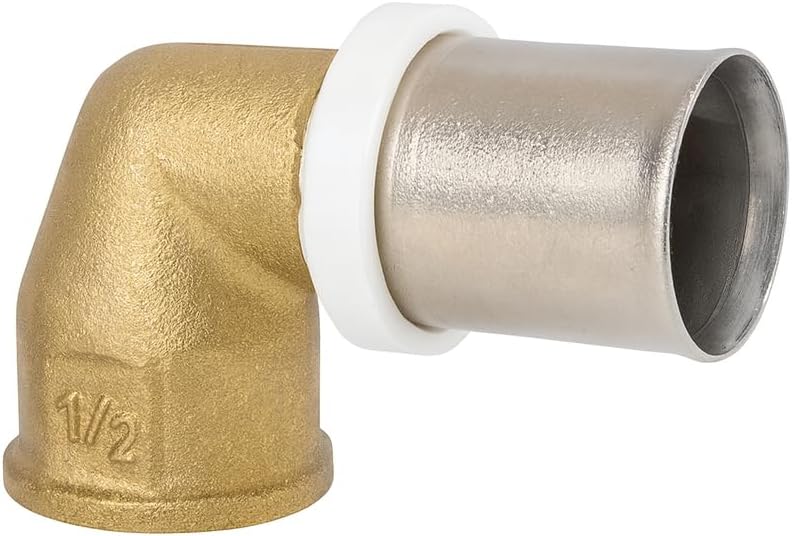 Raccordo a Pressione Curva Femmina 1/2x20 mm – Gomito per Tubi Multistrato in Ottone Nichelato – Connessione Rapida per Impianti Idraulici e Riscaldamento – Alta Tenuta - Lemag srl