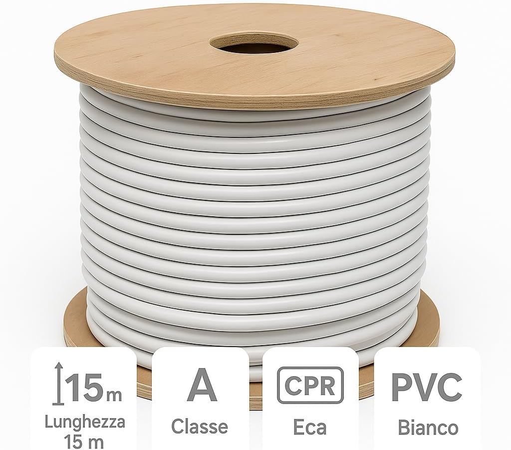 Cavo Coassiale TV SAT 15 m 17VAtC Classe A – PVC Bianco CPR Eca – Lemag SRL - Lemag srl