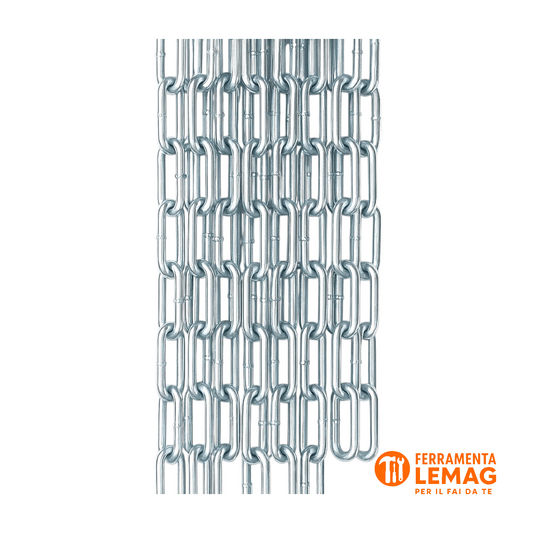 Catena genovese zincata 22 mm x 2,5 m, maglia lunga per uso intensivo e sicuro - Lemag srl