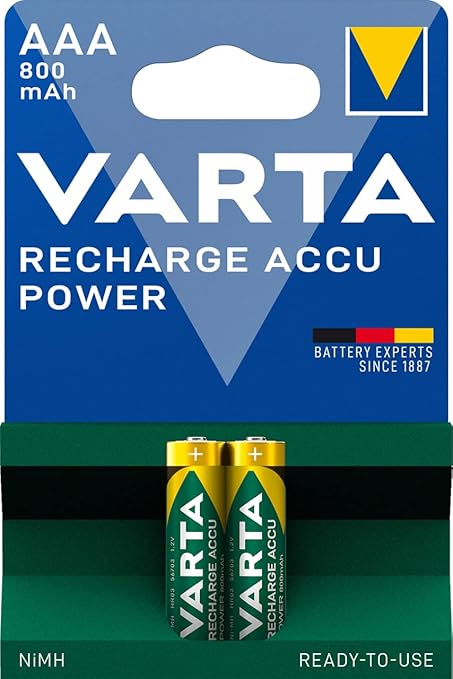 VARTA Batterie Ricaricabili AAA Ready2Use 800mAh – Pacco da 2, Ni - MH 1,2V - Lemag srl