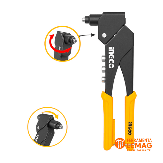 Rivettatrice INGCO SHHR106 10,5", testa girevole 360° in lega di alluminio - Lemag srl
