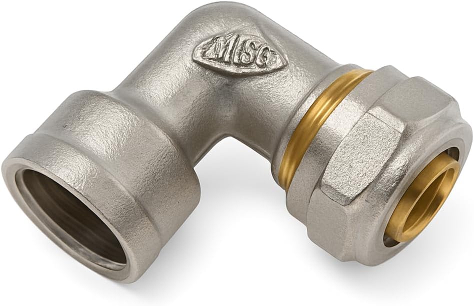 Gomito per Tubi Multistrato F 20-16x1/2 – Raccordo Idraulico a Stringere in Ottone – Alta Resistenza, Filettatura Femmina, Installazione Facile – LEMAG SRL (20x1/2) - Lemag srl