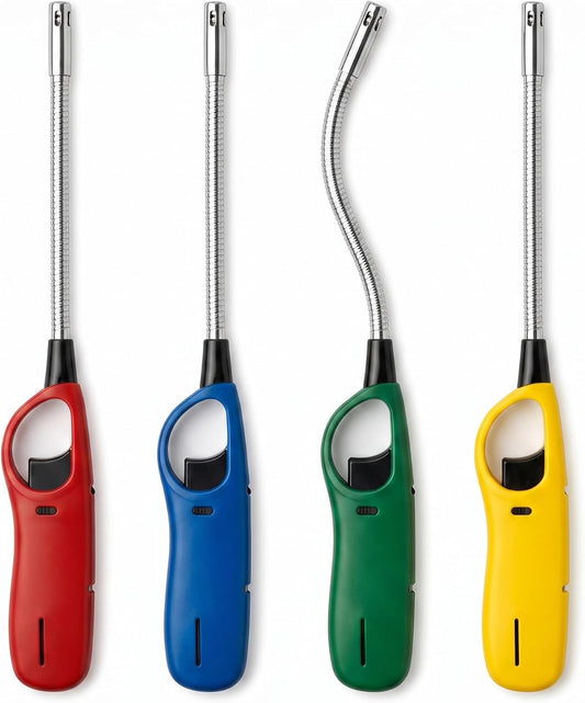 Set 4 accendigas lunghi flessibili ricaricabili colori assortiti