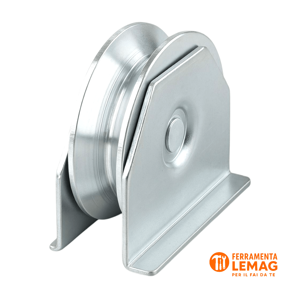 Ruota con Supporto Laterale per Cancelli Gola V 80 mm - Lemag srl - Lemag srl