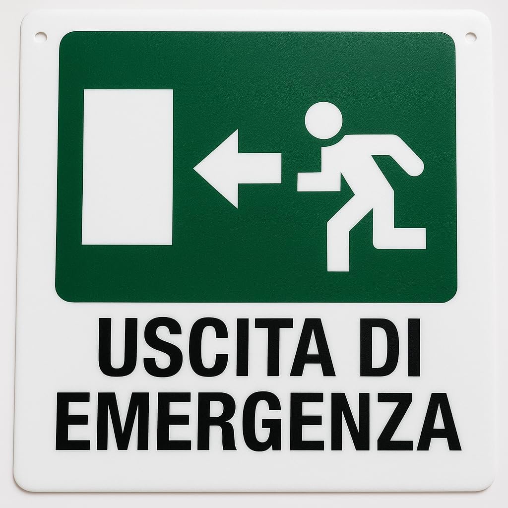 Cartello Uscita di Emergenza 35x33 cm – PVC Rigido per Cantiere - Lemag srl