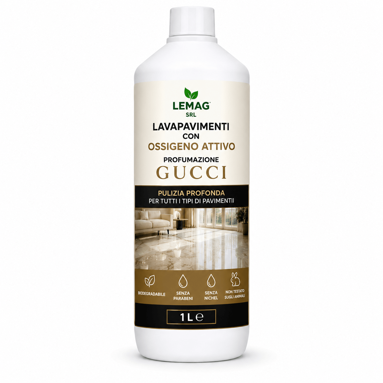 Lavapavimenti con Ossigeno Attivo Profumazione Luxury 1L e 5L Pulizia Profonda Pavimenti Biodegradabile - Lemag srl