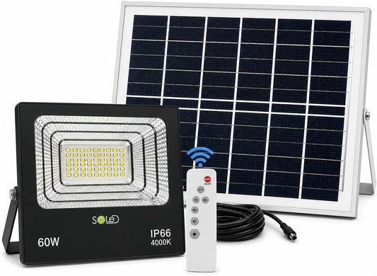 Faro LED Solare 900 lm 4000K IP65 con Telecomando – Batteria LiFePO4 - Lemag srl