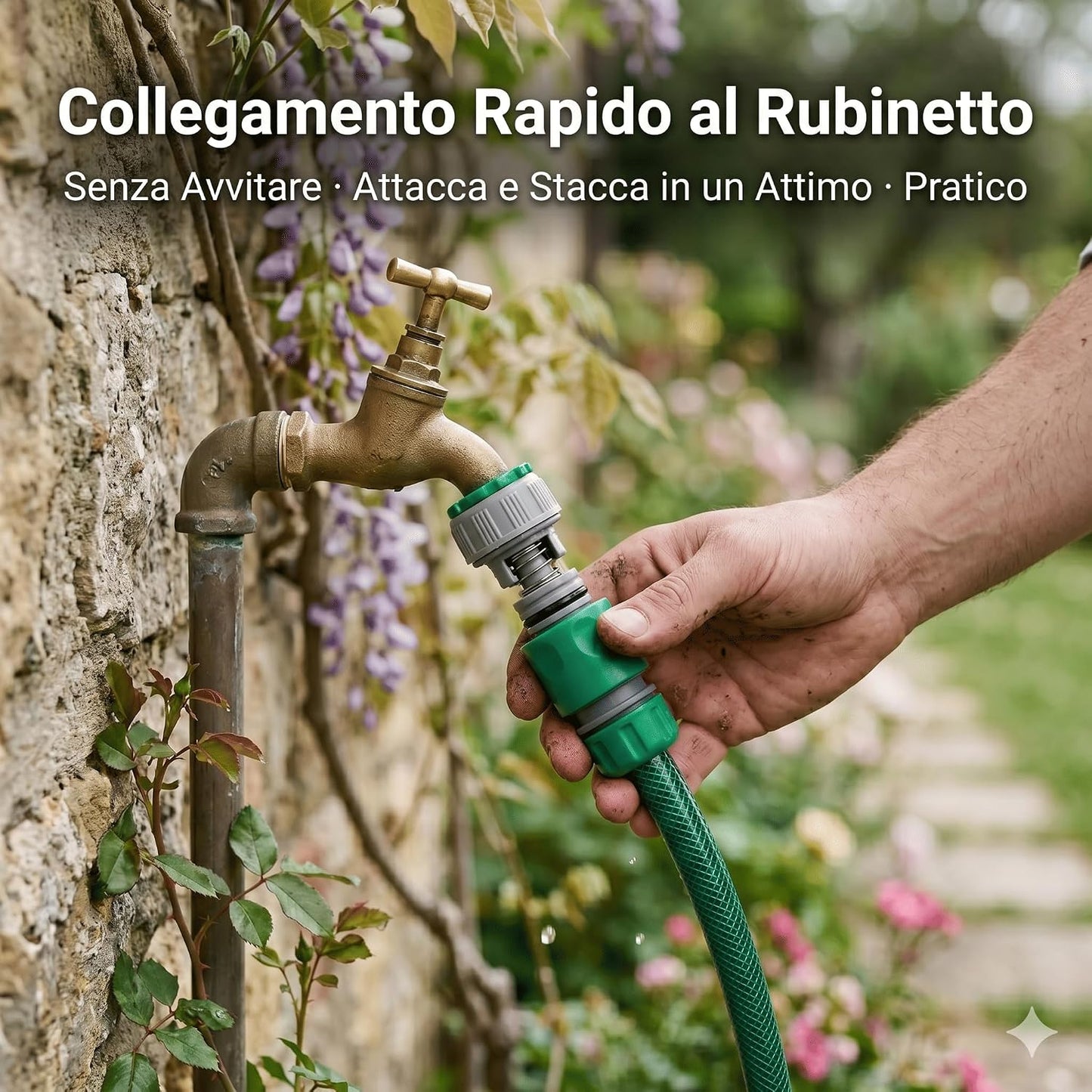 Tubo Irrigazione 1/2" 15 m – Tubo da Giardino Completo con Raccordi Rapidi Acquastop Attacco Rubinetto e Lancia a Getto Regolabile – Pronto all'Uso per Orto e Giardino - Lemag srl
