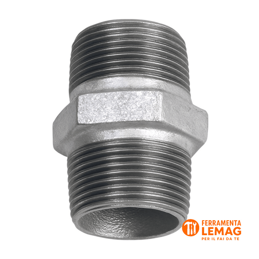 Nipplo zincato 1"1/2 doppia giunzione per tubo acqua raccordo in ferro filettato - Lemag srl