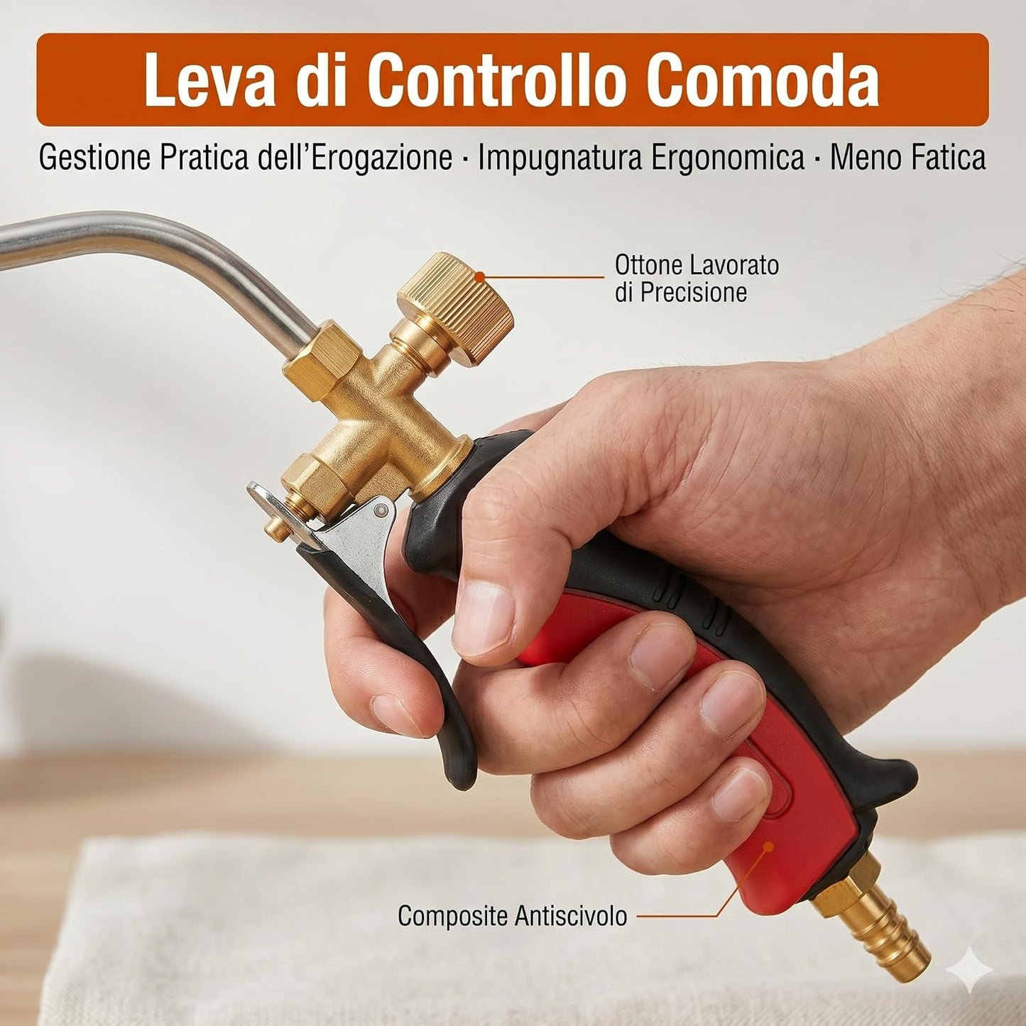 Cannello da Riscaldo a Gas con Leva 60 cm – Kit Completo con Chiave Tubo 2m e 2 Fascette – Bruciatore Ø45mm per Diserbo Termico Accensione e Sverniciatura – Cannello GPL - Lemag srl