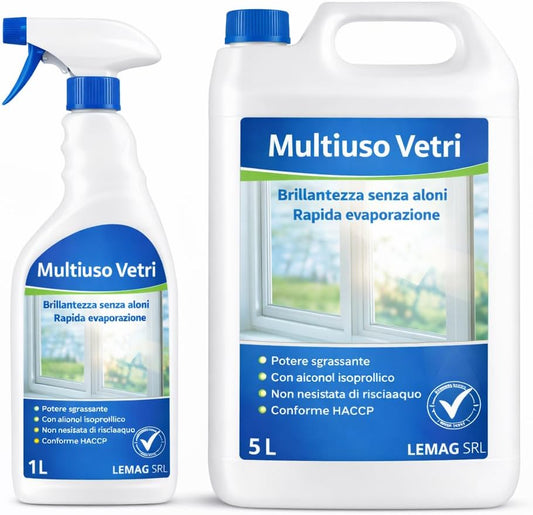 Pulitore Vetri Professionale 5L Senza Aloni Rapida Evaporazione - Lemag srl