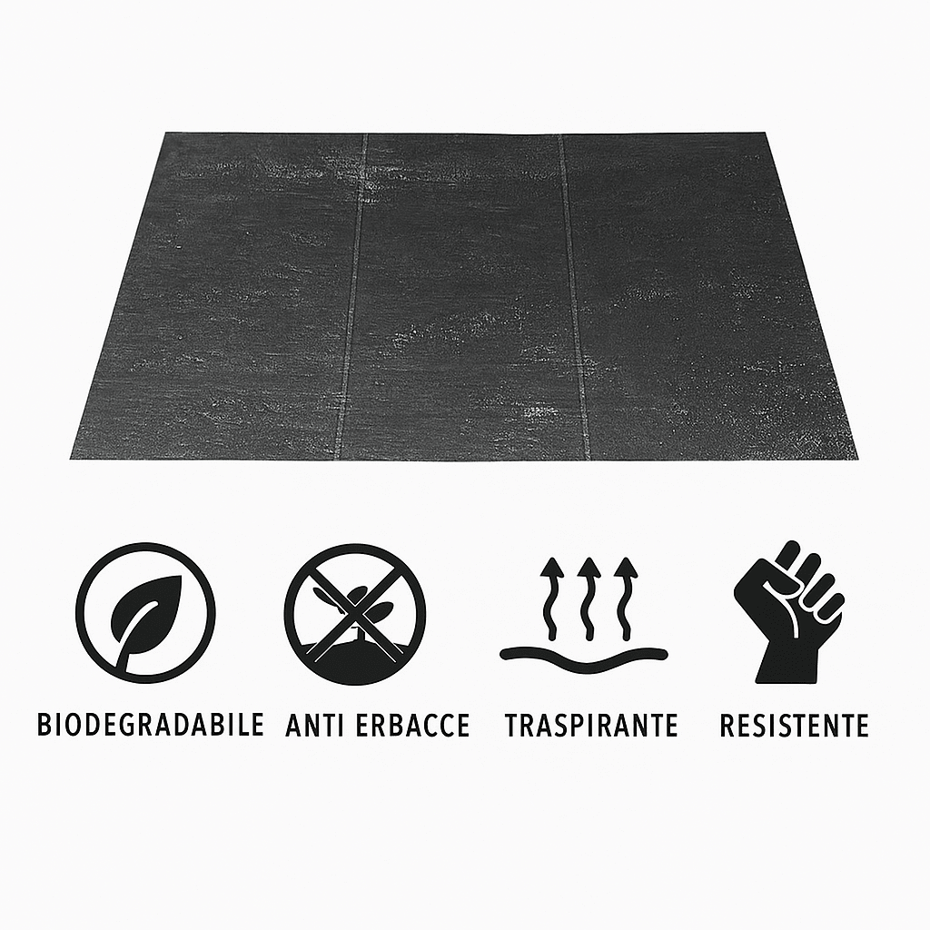 Lemag srl Telo Pacciamatura Biodegradabile 1 x 10 m – Tessuto Non Tessuto Anti Erbacce Resistente per Orto e Giardino – Nero - Lemag srl