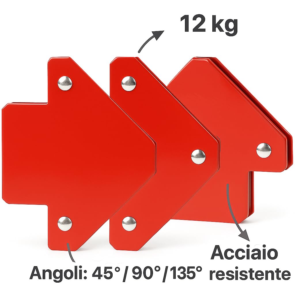 Posizionatore Magnetico per Saldatura 12 kg – Set da 2 Pezzi – Angolo Magnetico Regolabile a 45° 90° 135° - Lemag srl