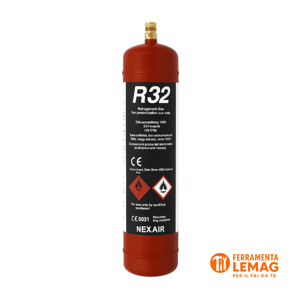 Ricarica gas R32 per condizionatori, valvola 1/2" ACME SX, approvazione T - PED - Lemag srl