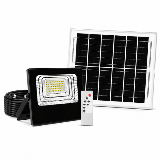 Faretto Solare 620LM 4000K IP65 con Telecomando Pannello Monocristallino - Lemag srl