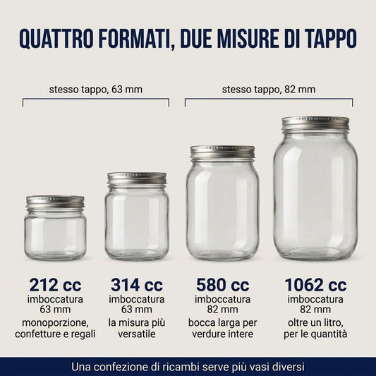 Vasi in Vetro per Conserve con Tappo Set 6 – 212-1062 ml - Lemag srl