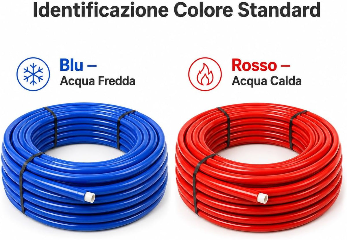 Tubo Multistrato PE-RT/AL/PE-RT Ø16x2mm Rotolo – Rivestimento Blu Acqua Fredda | Impianti Idraulici Riscaldamento Sanitari | Alta Pressione e Temperatura | Made in Italy - Lemag srl