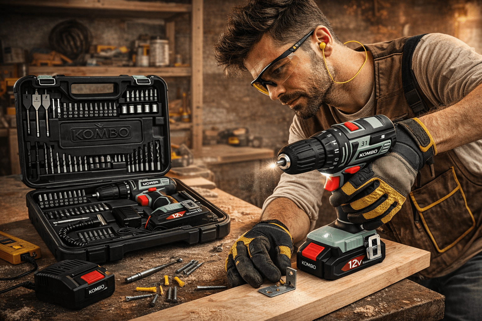 Avvitatore Trapano Cordless 1500 mAh 2 Velocità – 28 Nm – 18+1 Posizioni Coppia – Valigetta con 79 Accessori Professionali - Lemag srl