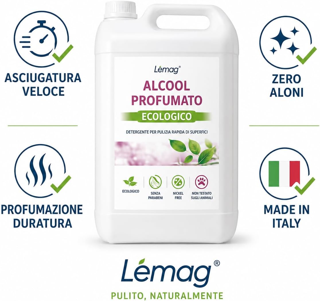 Alcool Profumato Detergente Multiuso 5 L – Senza Aloni, Made in Italy - Lemag srl