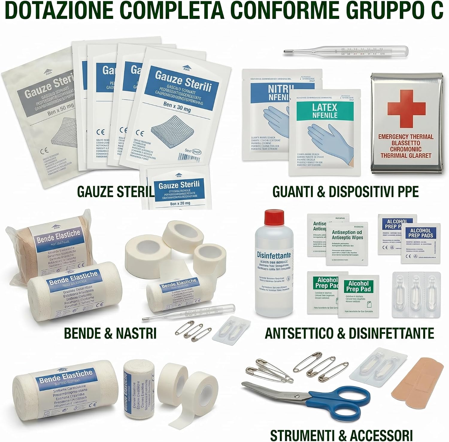 Reintegro Cassetta Primo Soccorso Gruppo C – Ricarica Conforme D.Lgs. 81/2008 D.M. 388/2003 – Kit Reintegro Pronto Soccorso Aziende fino a 3 Lavoratori – per Art. 23.301.01 - Lemag srl