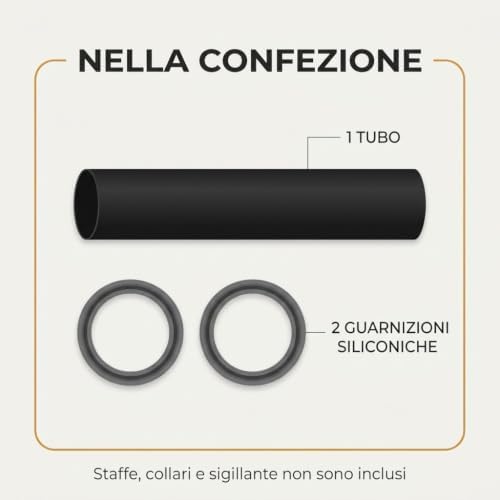 Tubo Stufa a Pellet Acciaio Smaltato Nero Opaco – Ø 80 e 100 mm, 25/50/100 cm – 2 Guarnizioni Incluse - Lemag srl