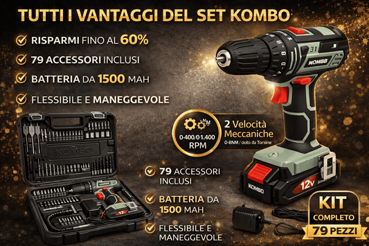 Avvitatore Trapano Cordless 1500 mAh 2 Velocità – 28 Nm – 18+1 Posizioni Coppia – Valigetta con 79 Accessori Professionali - Lemag srl