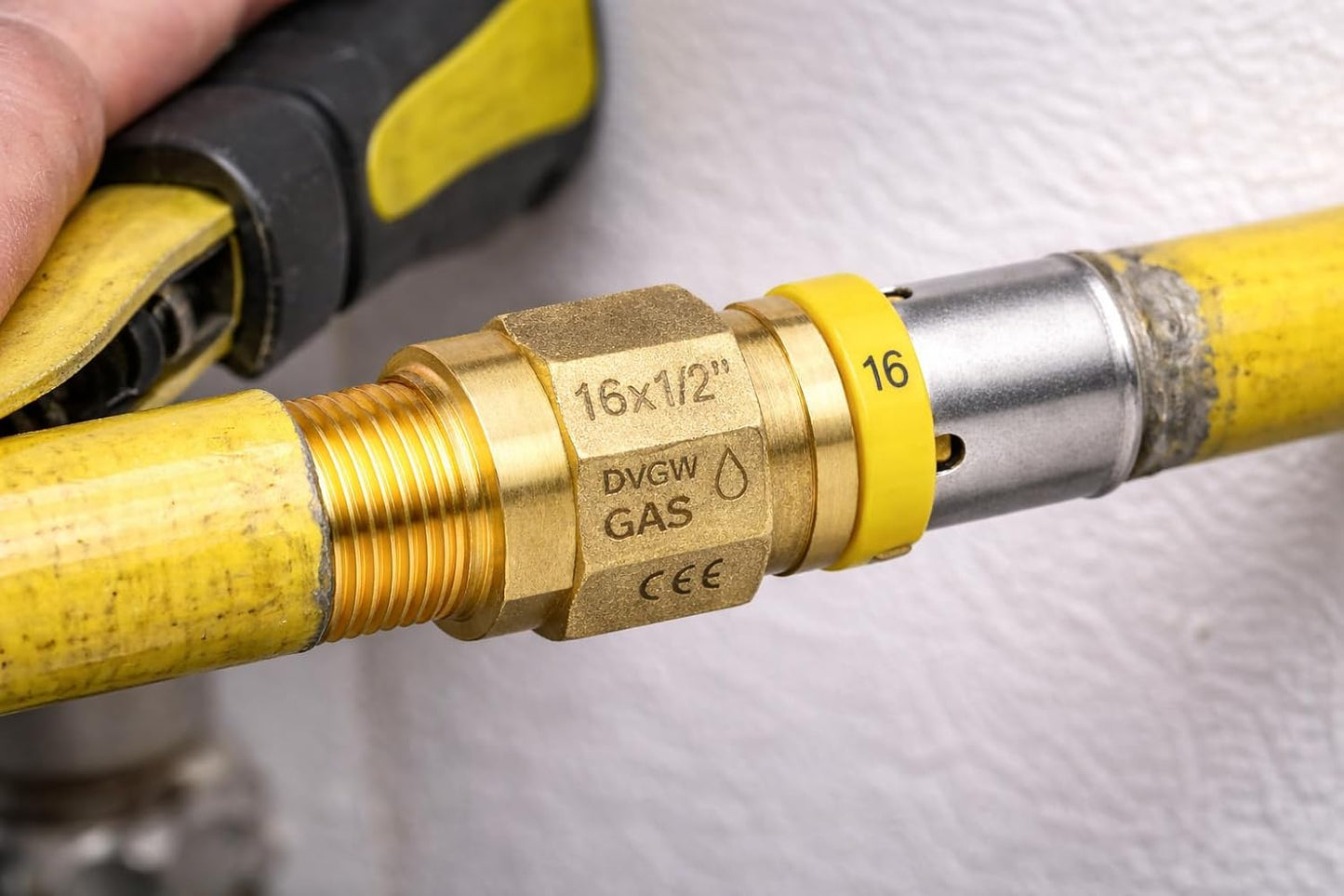 Raccordo a Pressione Gas Dritto 16x1/2 M Maschio per Tubo Multistrato Impianti Gas Metano GPL Connessione Rapida Sicura Ottone - Lemag srl